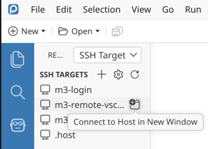 Screenshot of Positron's connect button