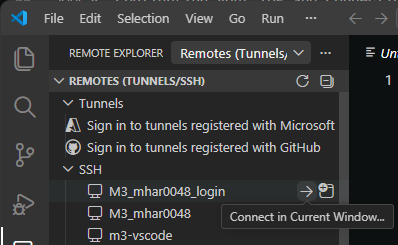 Screenshot of VS Code's SSH connect buttons